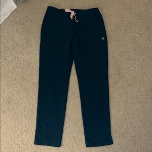 FIGS Navy/teal Blue straight leg scrubbpants Pants with Pink Drawstring